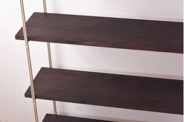 ラフジュ工房オリジナル　ベージュ　ペイント薄型アイアンラック【中】(陳列棚、飾り棚)